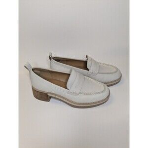 Crown Vintage Nirea Cream White Leather Loafers Womens Sz 8 Penny Chunky Slip On
